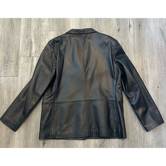 Womens Black Genuine Leather Jacket Size XL Three Buttons Pockets Massini coat - Picture 4 of 6